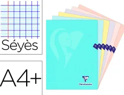 Cahier piqu mimesys a4 couleurs pastel 24x32cm grands carreaux 96 pages