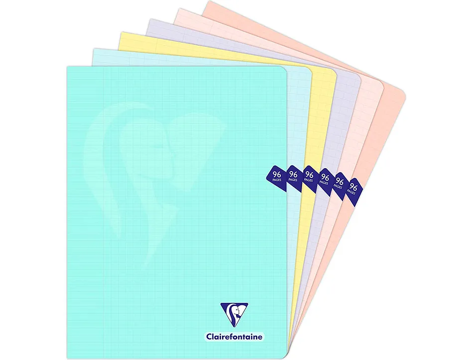 Cahier piqu mimesys a4 couleurs pastel 24x32cm grands carreaux 96 pages