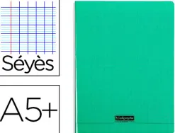 Cahier piqué clairefontaine couverture polypropylène transparente a5+ 17x22cm 96 pages 90g séyès coloris vert