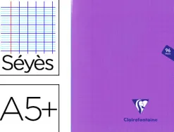 Cahier piqué clairefontaine mimesys couverture polypropylène a5+ 17x22cm 96 pages 90g réglure séyès coloris violet