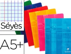 Cahier piqué clairefontaine papier vélin velouté couverture pelliculée a5+ 17x22cm 144 pages 90g séyès