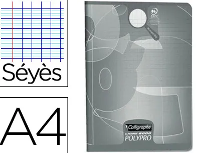 Cahier piqué clairefontaine couverture polypropylène papier vélin surfin a4 21x29,7cm 90g 96 pages séyès incolore