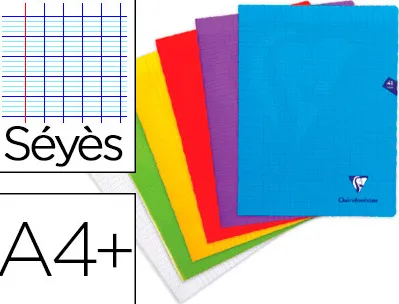 Cahier piqué clairefontaine mimesys couverture polypropylène a4+ 24x32cm 48 pages 90g réglure séyès coloris assortis