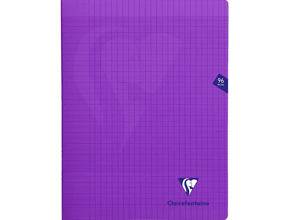 Cahier piqué clairefontaine mimesys couverture polypropylène a4+ 24x32cm 96 pages 90g réglure séyès coloris violet