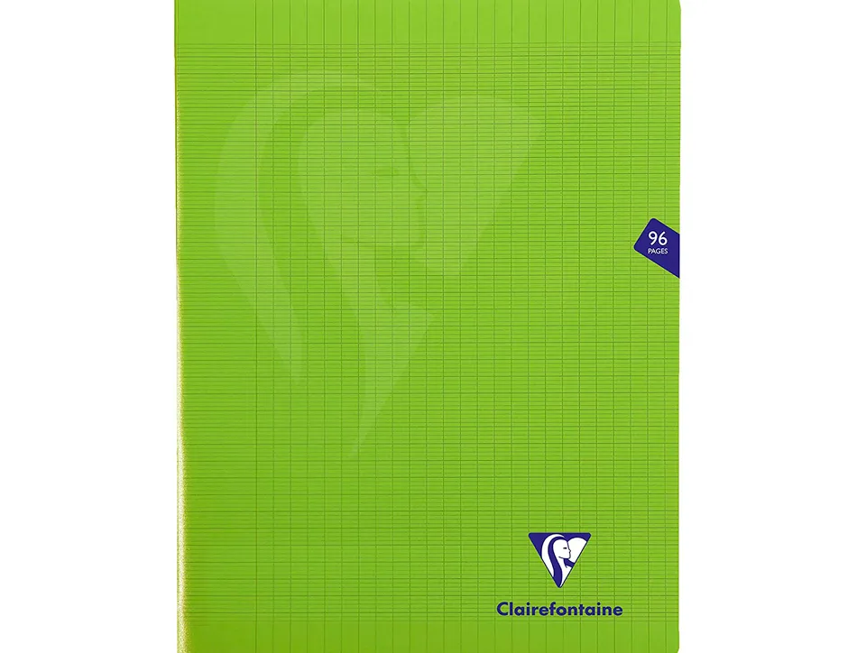 Cahier piqué clairefontaine mimesys couverture polypropylène a4+ 24x32cm 96 pages 90g réglure séyès coloris vert