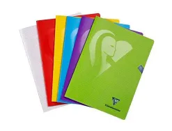 Cahier piqué clairefontaine mimesys couverture polypropylène a4+ 24x32cm 96 pages 90g quadrillage 5mm coloris assortis