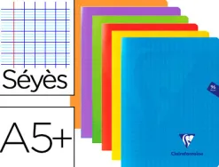Cahier piqué clairefontaine mimesys couverture polypropylène a5+ 17x22cm 96 pages 90g réglure séyès incolore