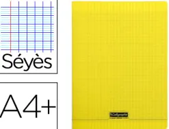 Cahier piqué clairefontaine couverture polypropylène transparente a4+ 24x32cm 96 pages 90g séyès coloris jaune