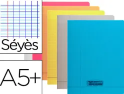 Cahier piqué clairefontaine couverture polypropylène transparent a5+ 17x22cm 96 pages 90g séyès violets.