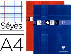 Cahier piqué clairefontaine travaux pratiques papier vélin velouté a4 21x29,7cm 80 pages 40 séyès/40 unies 90g