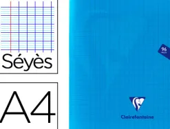 Cahier piqué clairefontaine mimesys couverture polypropylène a4 21x29,7cm 96 pages 90g réglure séyès coloris bleu