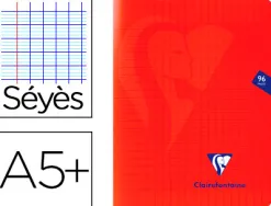 Cahier piqué clairefontaine mimesys couverture polypropylène a5+ 17x22cm 96 pages 90g réglure séyès coloris rouge