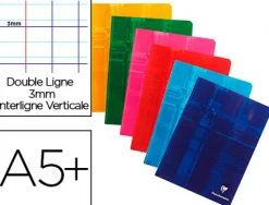 Cahier piqué clairefontaine écriture pour enfants a5+ 17x22cm 32 pages 90g double ligne 3mm verticale marge