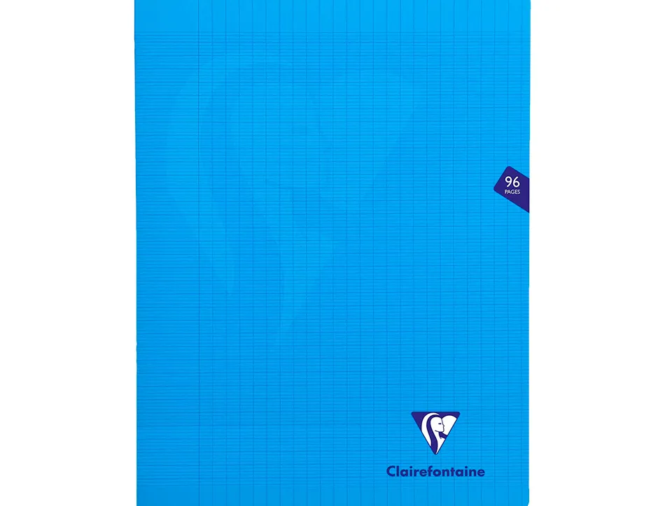 Cahier piqué clairefontaine mimesys couverture polypropylène a4+ 24x32cm 96 pages 90g réglure séyès coloris bleu