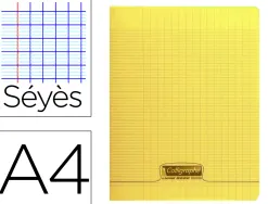 Cahier piqué clairefontaine couverture polypropylène transparente a4 21x29,7cm 96 pages 90g séyès coloris jaune