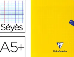 Cahier piqué clairefontaine mimesys couverture polypropylène a5+ 17x22cm 96 pages 90g réglure séyès coloris jaune