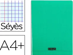 Cahier piqué clairefontaine couverture polypropylène transparente a4+ 24x32cm 96 pages 90g séyès coloris vert