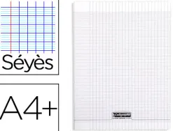 Cahier piqué clairefontaine couverture polypropylène transparente a4+ 24x32cm 96 pages 90g séyès incolore
