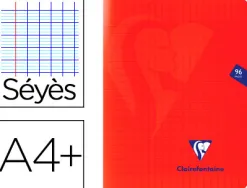 Cahier piqué clairefontaine mimesys couverture polypropylène a4+ 24x32cm 96 pages 90g réglure séyès coloris rouge