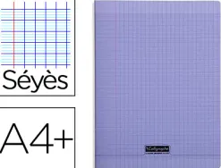 Cahier piqué clairefontaine couverture polypropylène transparente a4+ 24x32cm 96 pages 90g séyès coloris violet