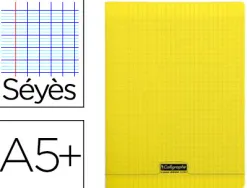 Cahier piqué clairefontaine couverture polypropylène transparente a5+ 17x22cm 96 pages 90g séyès coloris jaune