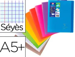 Cahier piqué clairefontaine koverbook couverture protectrice pp transparent 2 rabats a5+ 17x22cm 96 pages 90g séyès