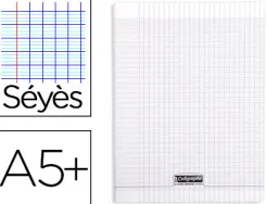 Cahier piqué clairefontaine couverture polypropylène transparente a5+ 17x22cm 96 pages 90g séyès incolore