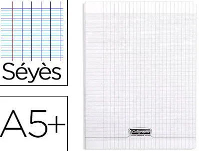 Cahier piqué clairefontaine couverture polypropylène transparente a5+ 17x22cm 96 pages 90g séyès incolore