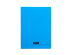 Cahier piqué clairefontaine couverture polypropylène transparente a4+ 24x32cm 96 pages 90g séyès coloris bleu