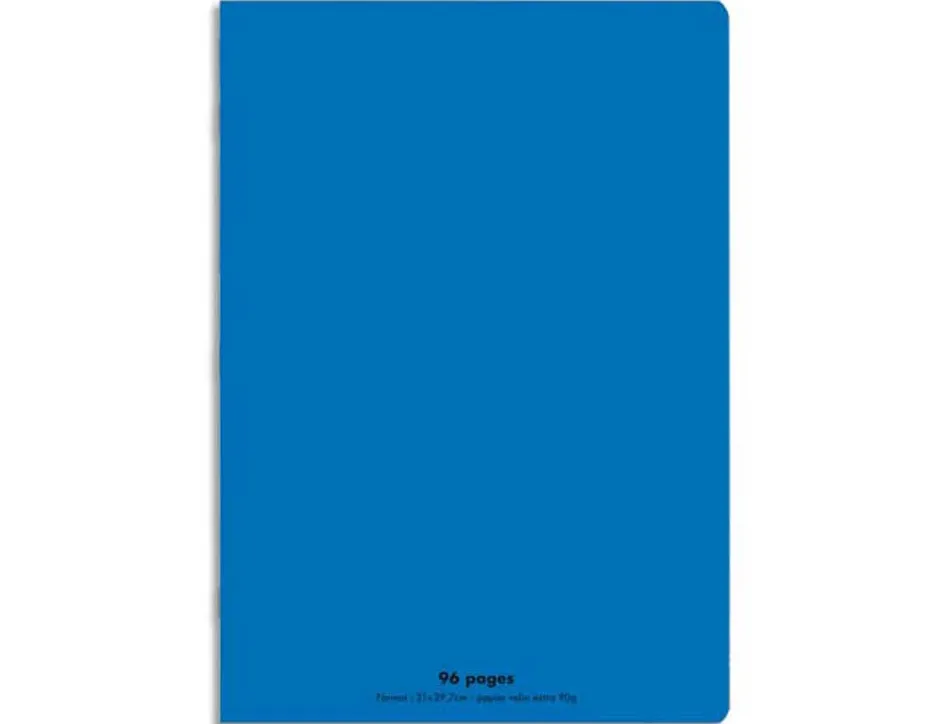 Cahier piqué conquérant classique couverture polypropylène rigide transparente a4 21x29,7cm 96 pages 90g séyès bleu