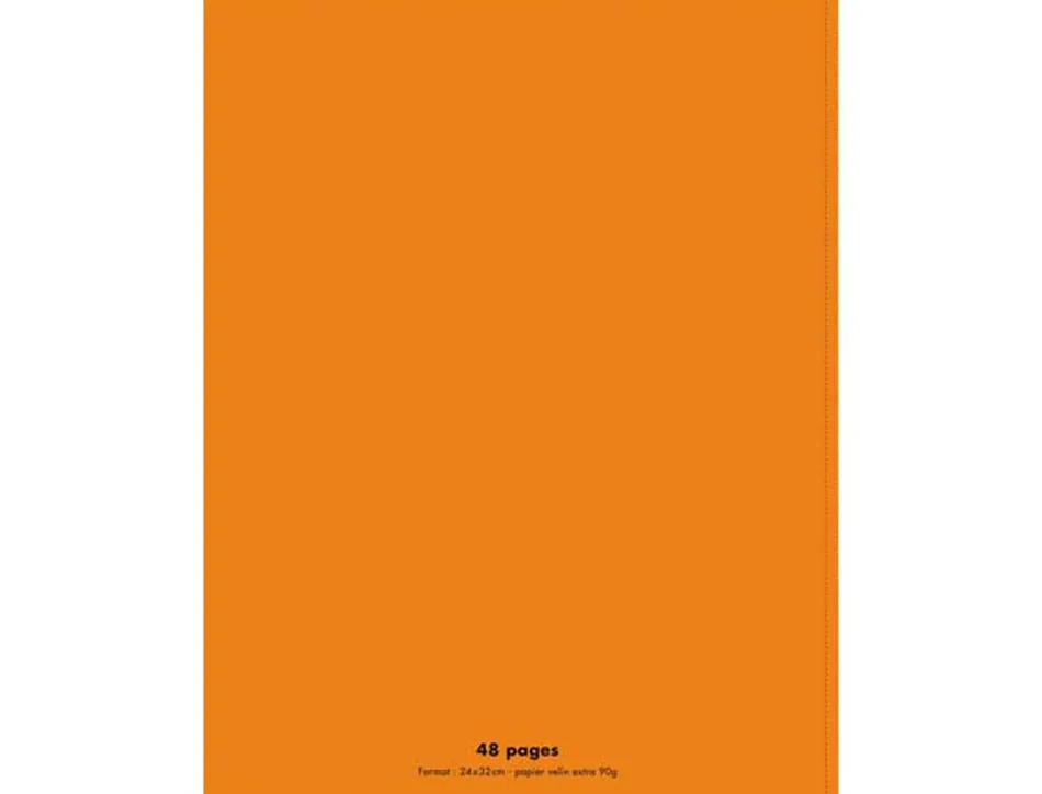 Cahier piqué conquérant classique couverture polypropylène rigide transparent a4+ 24x32cm 48 pages 90g séyès orange