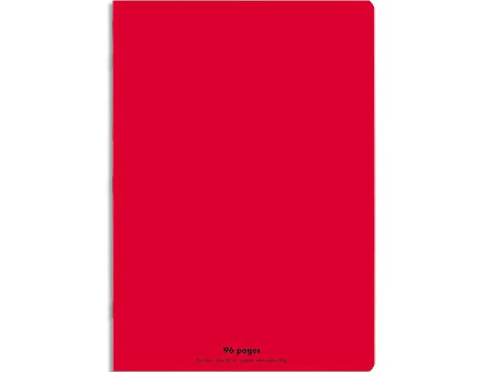 Cahier piqué conquérant classique couverture polypropylène rigide transparente a4+ 24x32cm 96 pages 90g séyès rouge