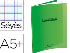 Cahier piqué conquérant classique couverture polypropylène rigide transparente a5+ 17x22cm 32 pages 90g séyès vert
