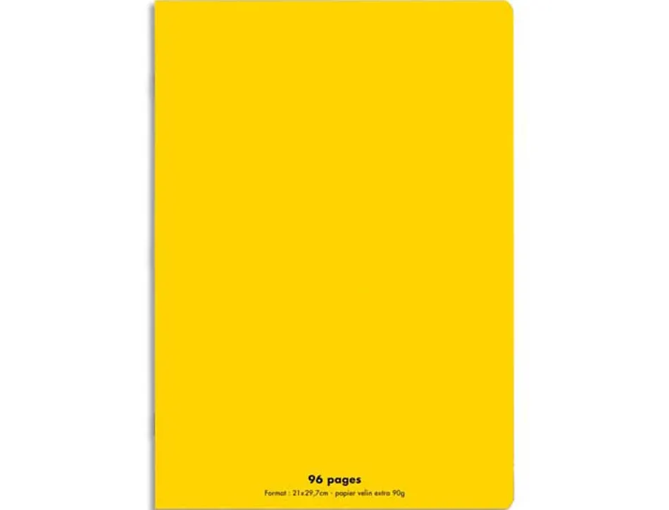 Cahier piqué conquérant classique couverture polypropylène rigide transparente a4 21x29,7cm 96 pages 90g séyès jaune