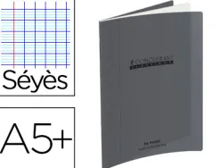 Cahier piqué conquérant classique couverture polypropylène rigide transparente a5+ 17x22cm 48 pages 90g séyès gris
