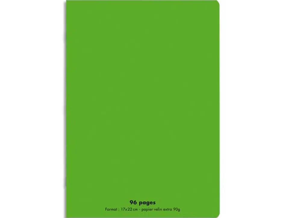 Cahier piqué conquérant classique couverture polypropylène rigide transparente a5+ 17x22cm 96 pages 90g séyès vert