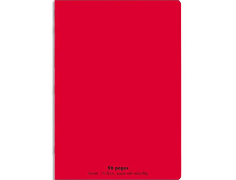 Cahier piqué conquérant classique couverture polypropylène rigide transparente a5+ 17x22cm 96 pages 90g séyès rouge