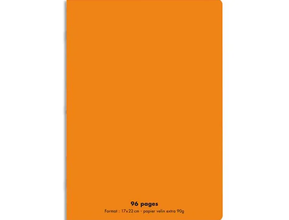 Cahier piqué conquérant classique couverture polypropylène rigide transparente a5+ 17x22cm 96 pages 90g séyès orange