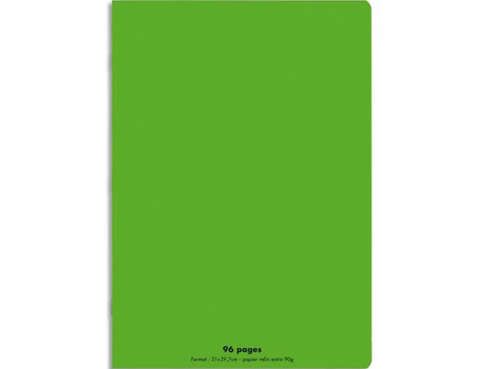 Cahier piqué conquérant classique couverture polypropylène rigide transparente a4 21x29,7cm 96 pages 90g séyès vert