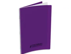 Cahier piqué conquérant classique couverture polypropylène rigide transparente a5+ 17x22cm 48 pages 90g séyès violet