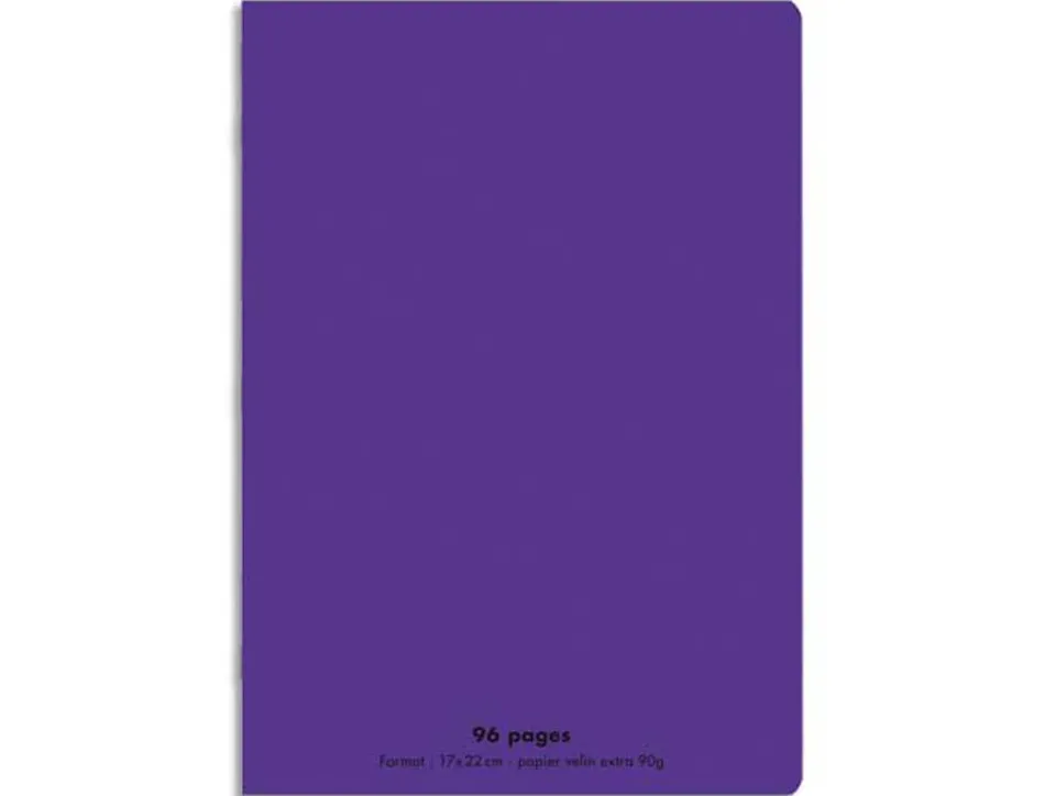 Cahier piqué conquérant classique couverture polypropylène rigide transparente a5+ 17x22cm 96 pages 90g séyès violet