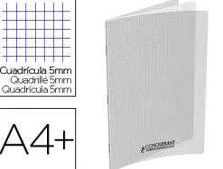 Cahier piqué conquérant classique couverture polypropylène rigide transparent a4+ 24x32cm 48 pages 90g 5x5 incolore