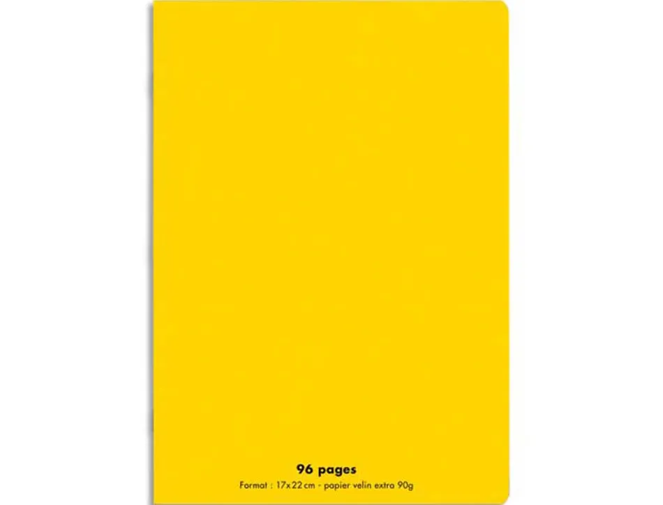 Cahier piqué conquérant classique couverture polypropylène rigide transparente a5+ 17x22cm 96 pages 90g séyès jaune