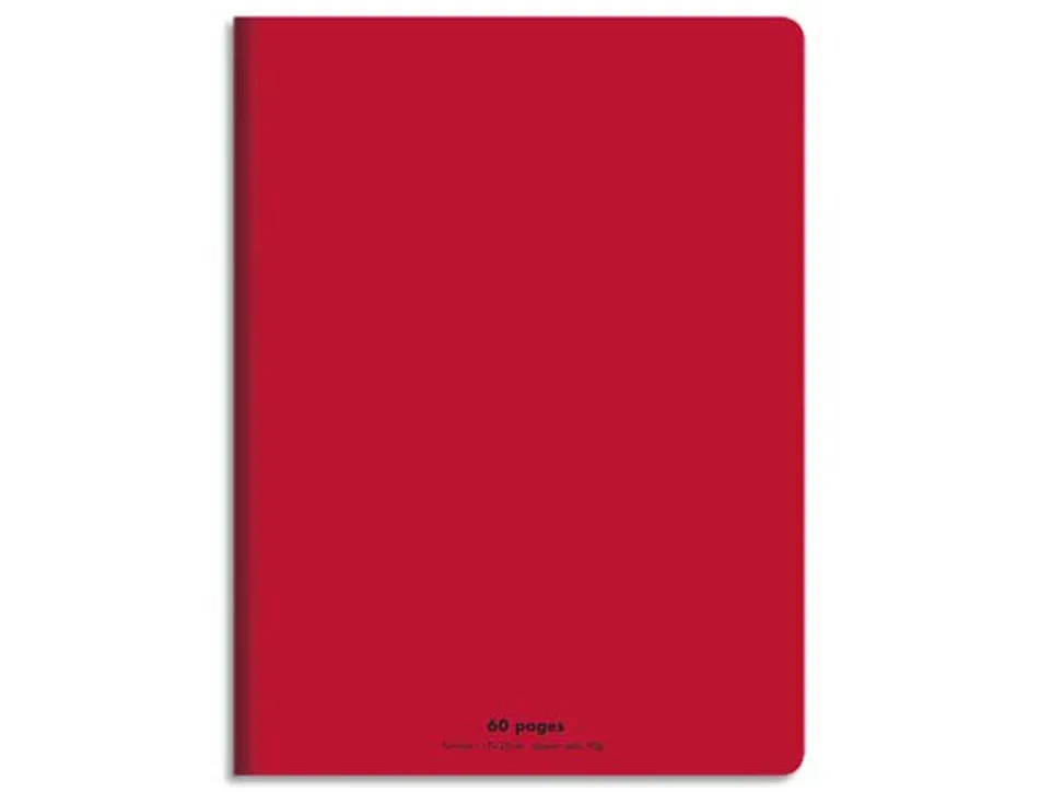 Cahier piqué conquérant classique couverture polypropylène rigide transparente a5+ 17x22cm 60 pages 90g séyès rouge