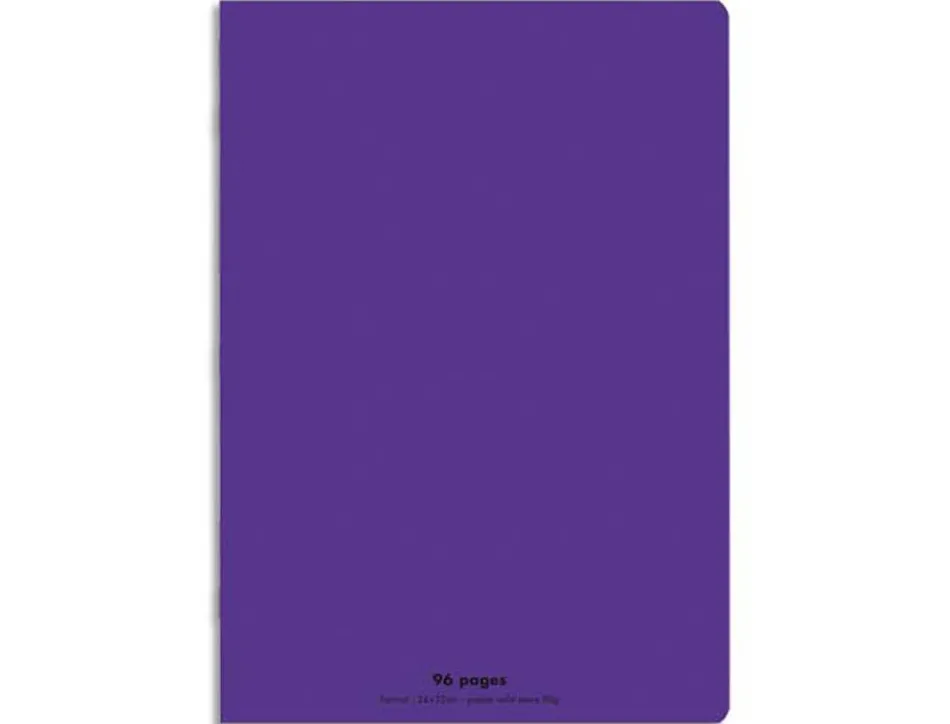 Cahier piqué conquérant classique couverture polypropylène rigide transparente a4+ 24x32cm 96 pages 90g séyès violet