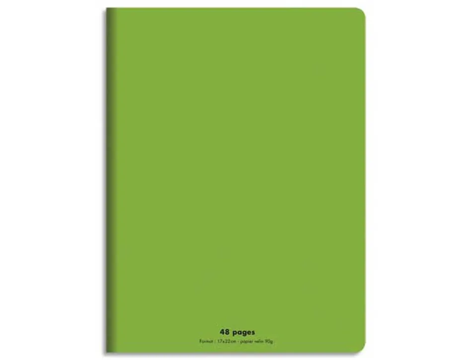 Cahier piqué conquérant classique couverture polypropylène rigide transparente a5+ 17x22cm 48 pages 90g séyès vert