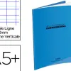 Cahier piqué conquérant écriture couverture plastique souple a5+ 17x22cm 32 pages 90g 3 interlignes 10mm coloris bleu