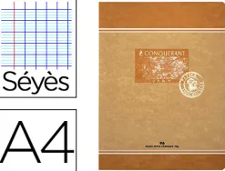Cahier piqué conquérant sept papier recyclé encre offset base végétale a4 21x29,7cm 96 pages 70g séyès