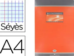 Cahier piqué conquérant sept couverture offset a4 21x29,7cm 96 pages 70g séyès
