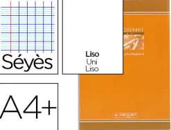 Cahier piqué conquérant sept travaux pratiques couverture offset a4+ 24x32cm 96 pages 70g 48p séyès 48p unies
